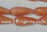 CCN2883 15.5 inches 10*30mm faceted teardrop candy jade beads