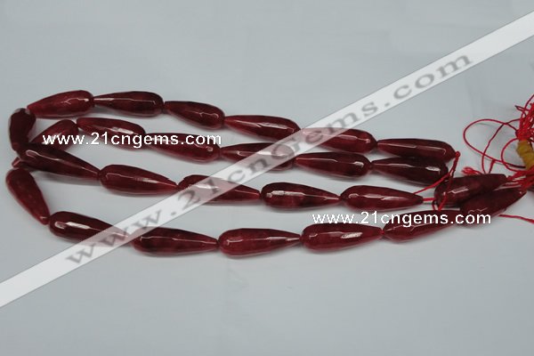 CCN2884 15.5 inches 10*30mm faceted teardrop candy jade beads