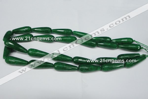 CCN2888 15.5 inches 10*30mm faceted teardrop candy jade beads