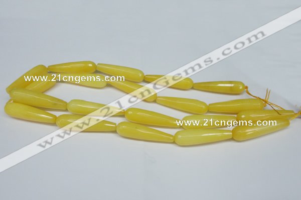 CCN2892 15.5 inches 10*40mm faceted teardrop candy jade beads