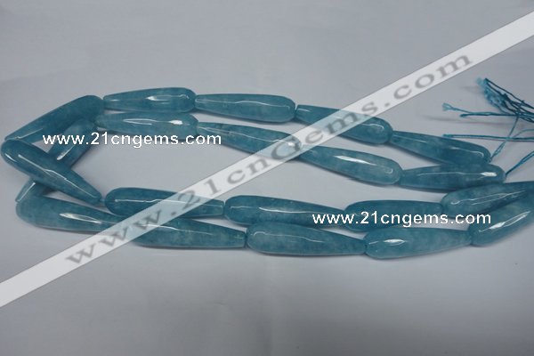 CCN2893 15.5 inches 10*40mm faceted teardrop candy jade beads