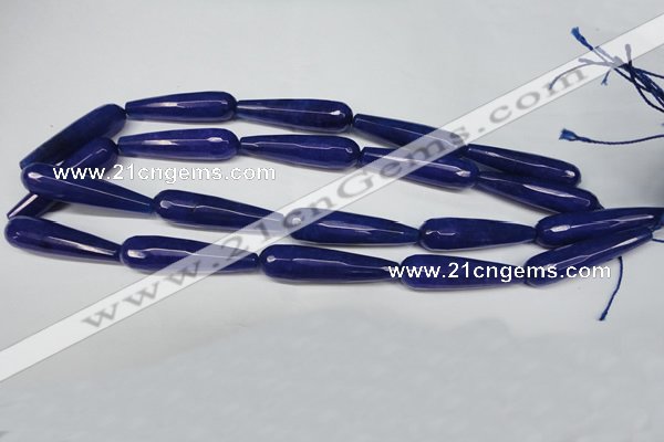 CCN2896 15.5 inches 10*40mm faceted teardrop candy jade beads