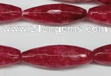 CCN2911 15.5 inches 10*30mm faceted rice candy jade beads