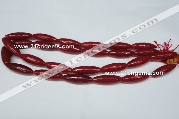 CCN2912 15.5 inches 10*30mm faceted rice candy jade beads