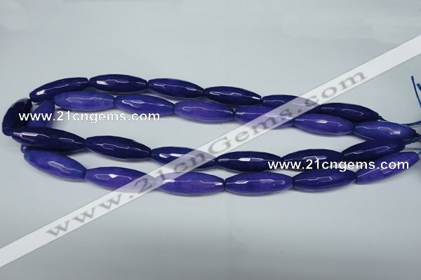 CCN2914 15.5 inches 10*30mm faceted rice candy jade beads