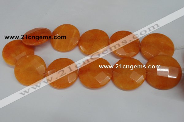CCN302 15.5 inches 35mm faceted coin candy jade beads wholesale