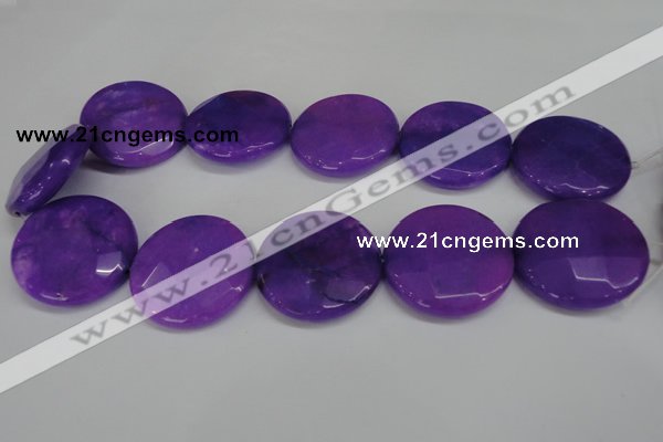 CCN306 15.5 inches 35mm faceted coin candy jade beads wholesale