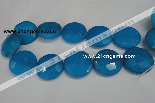 CCN308 15.5 inches 35mm faceted coin candy jade beads wholesale