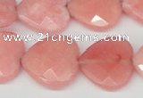 CCN356 15.5 inches 20*20mm faceted heart candy jade beads wholesale