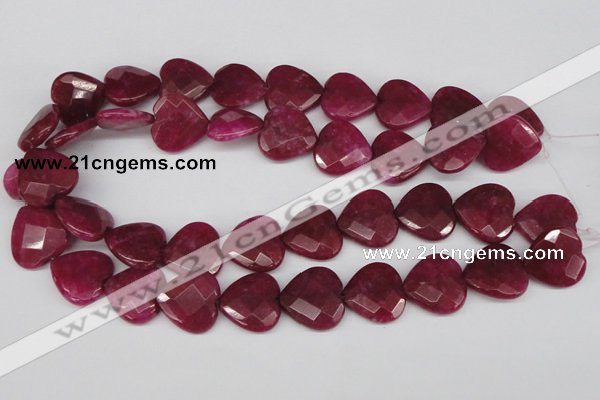 CCN359 15.5 inches 20*20mm faceted heart candy jade beads wholesale