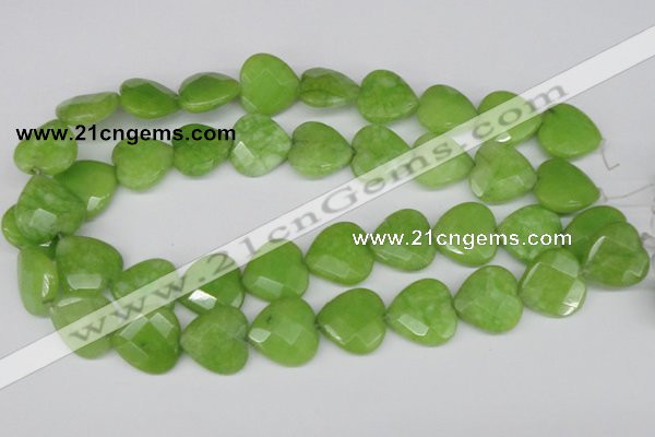 CCN360 15.5 inches 20*20mm faceted heart candy jade beads wholesale