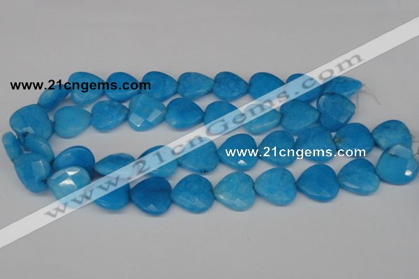 CCN361 15.5 inches 20*20mm faceted heart candy jade beads wholesale