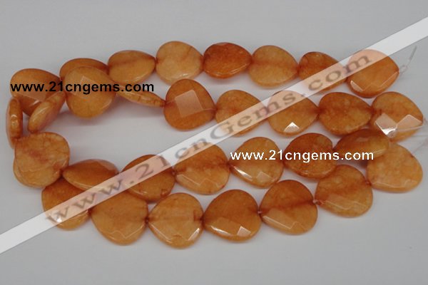 CCN371 15.5 inches 25*25mm faceted heart candy jade beads wholesale