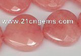 CCN372 15.5 inches 25*25mm faceted heart candy jade beads wholesale