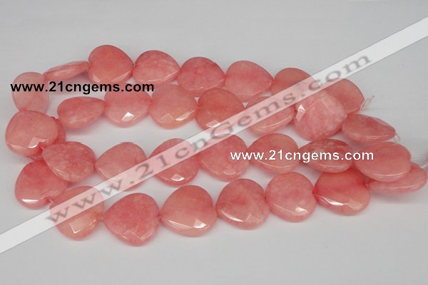 CCN372 15.5 inches 25*25mm faceted heart candy jade beads wholesale