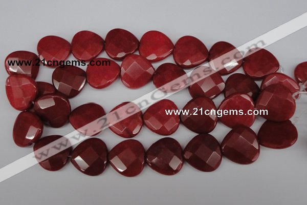 CCN375 15.5 inches 25*25mm faceted heart candy jade beads wholesale