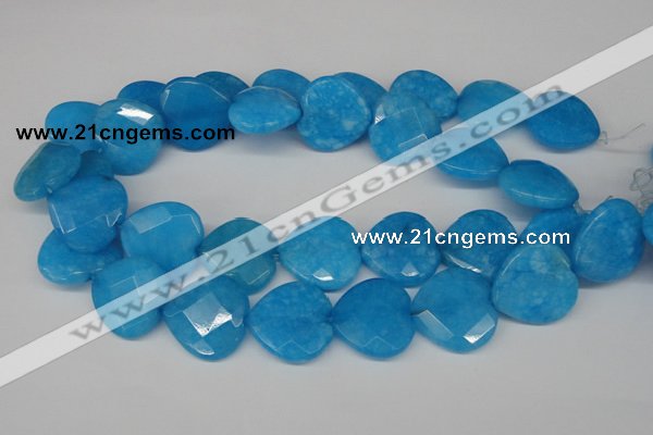 CCN377 15.5 inches 25*25mm faceted heart candy jade beads wholesale