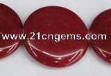 CCN3843 15.5 inches 30mm flat round candy jade beads wholesale