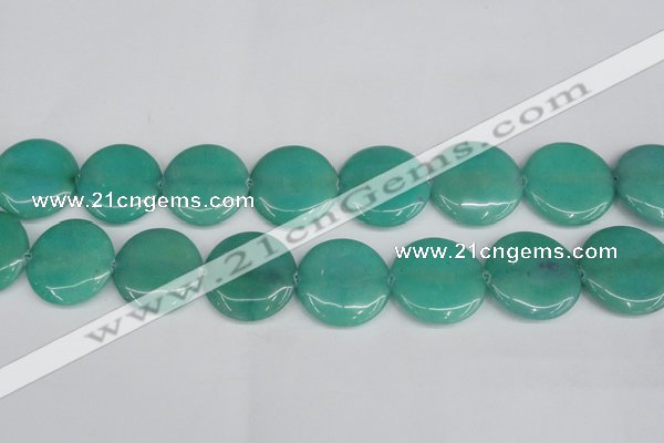 CCN3844 15.5 inches 30mm flat round candy jade beads wholesale