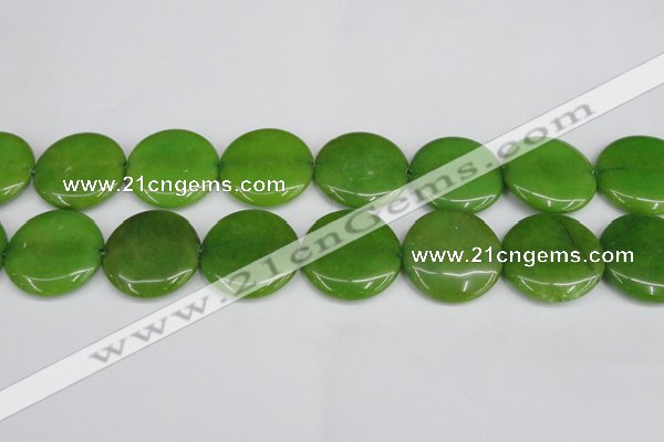 CCN3845 15.5 inches 30mm flat round candy jade beads wholesale