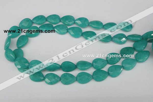 CCN385 15.5 inches 15*20mm faceted flat teardrop candy jade beads