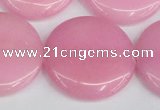 CCN3851 15.5 inches 35mm flat round candy jade beads wholesale