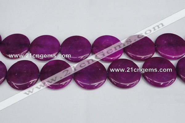 CCN3854 15.5 inches 35mm flat round candy jade beads wholesale
