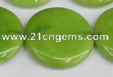 CCN3856 15.5 inches 35mm flat round candy jade beads wholesale