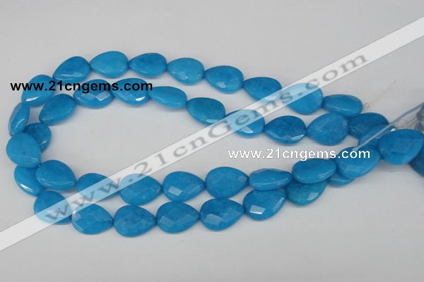 CCN386 15.5 inches 15*20mm faceted flat teardrop candy jade beads