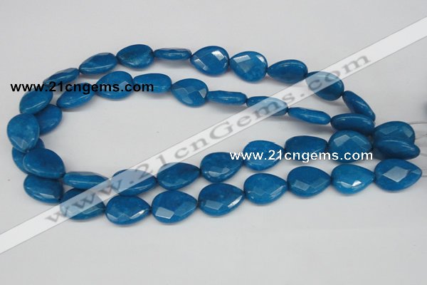 CCN387 15.5 inches 15*20mm faceted flat teardrop candy jade beads