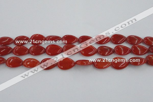 CCN3878 15.5 inches 15*20mm flat teardrop candy jade beads