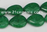 CCN388 15.5 inches 15*20mm faceted flat teardrop candy jade beads