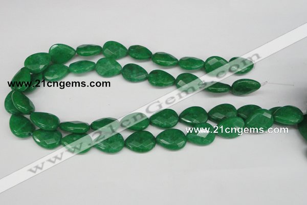 CCN388 15.5 inches 15*20mm faceted flat teardrop candy jade beads