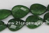 CCN389 15.5 inches 15*20mm faceted flat teardrop candy jade beads