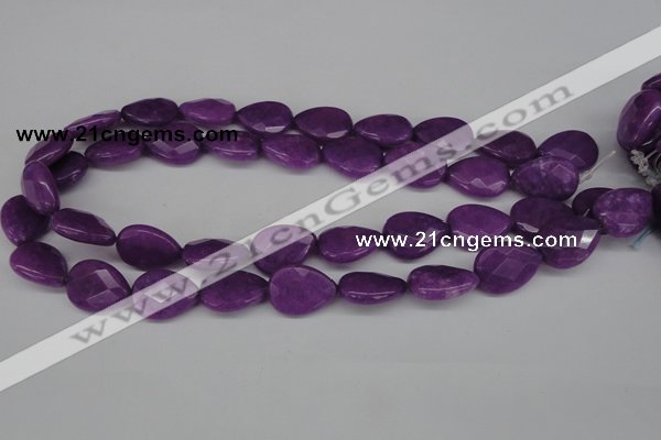 CCN390 15.5 inches 15*20mm faceted flat teardrop candy jade beads