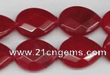 CCN391 15.5 inches 15*20mm faceted flat teardrop candy jade beads