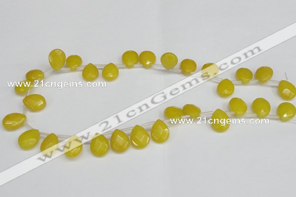 CCN3934 Top-drilled 12*15mm briolette candy jade beads wholesale