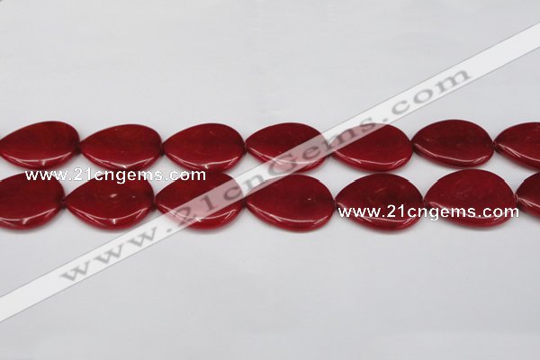 CCN3974 15.5 inches 30*40mm flat teardrop candy jade beads