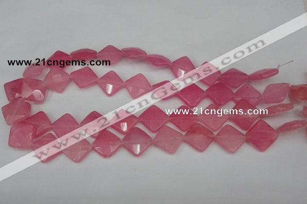 CCN402 15.5 inches 15*15mm faceted diamond candy jade beads