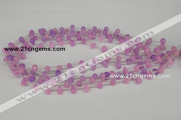 CCN430 15.5 inches Top-drilled 6*9mm teardrop candy jade beads