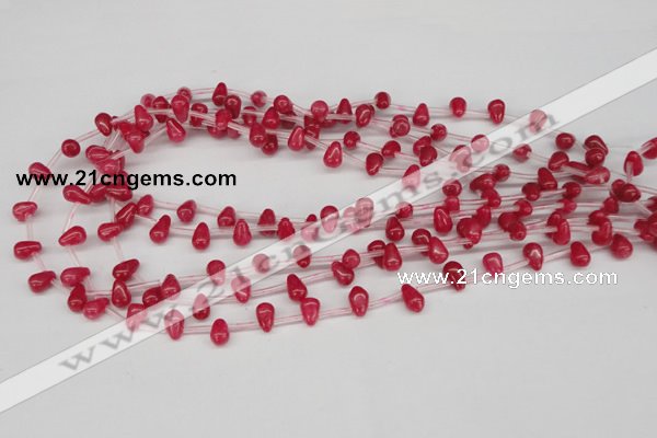 CCN436 15.5 inches Top-drilled 6*9mm teardrop candy jade beads