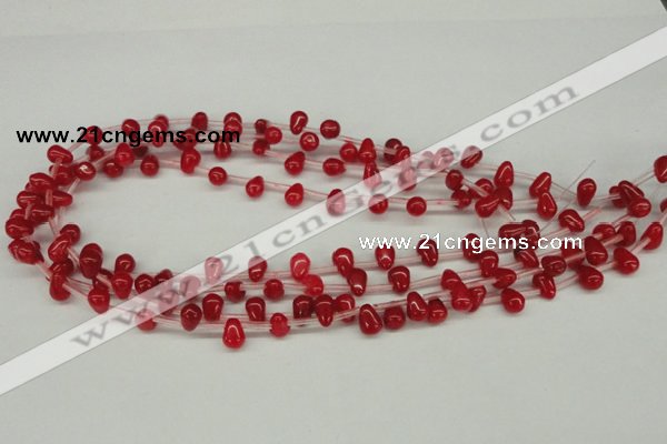 CCN437 15.5 inches Top-drilled 6*9mm teardrop candy jade beads