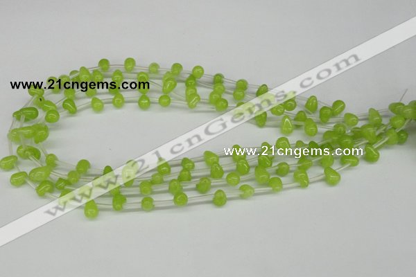 CCN438 15.5 inches Top-drilled 6*9mm teardrop candy jade beads