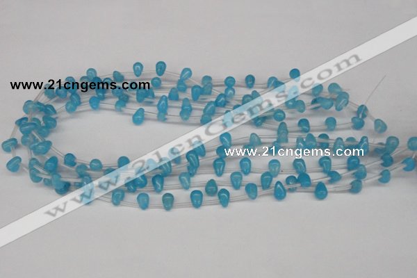 CCN440 15.5 inches Top-drilled 6*9mm teardrop candy jade beads