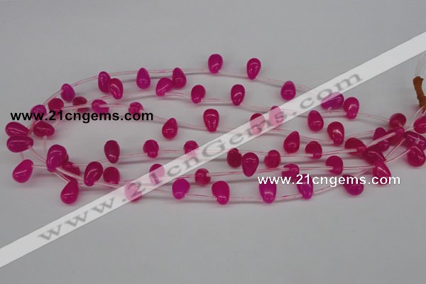 CCN451 15.5 inches Top-drilled 8*12mm teardrop candy jade beads