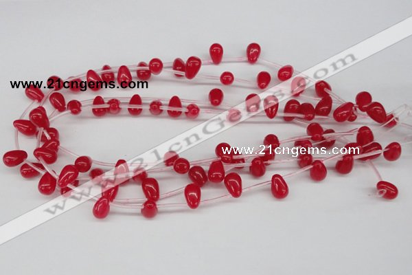 CCN452 15.5 inches Top-drilled 8*12mm teardrop candy jade beads