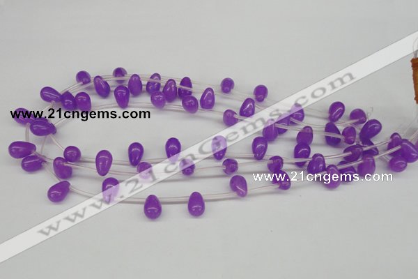 CCN453 15.5 inches Top-drilled 8*12mm teardrop candy jade beads