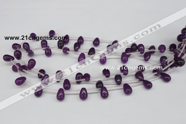 CCN454 15.5 inches Top-drilled 8*12mm teardrop candy jade beads