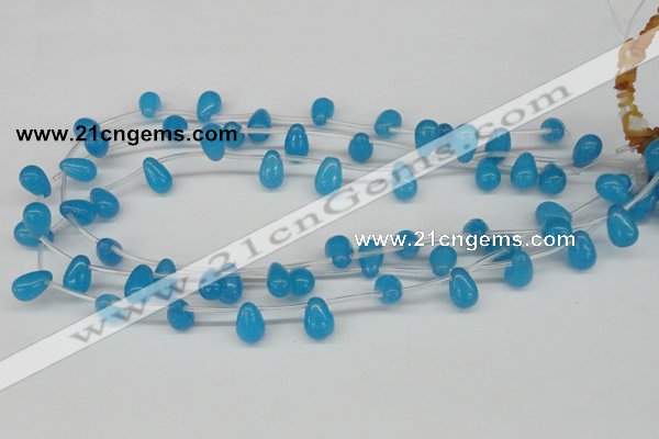 CCN457 15.5 inches Top-drilled 8*12mm teardrop candy jade beads