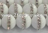 CCN4603 15.5 inches 12mm round candy jade with rhinestone beads